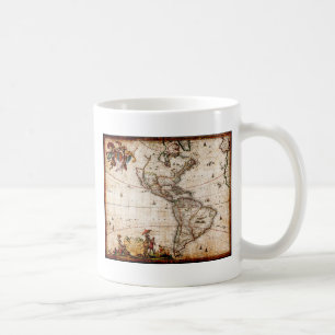 Alte Antike Nord- und Südamerika Karte Kaffeetasse