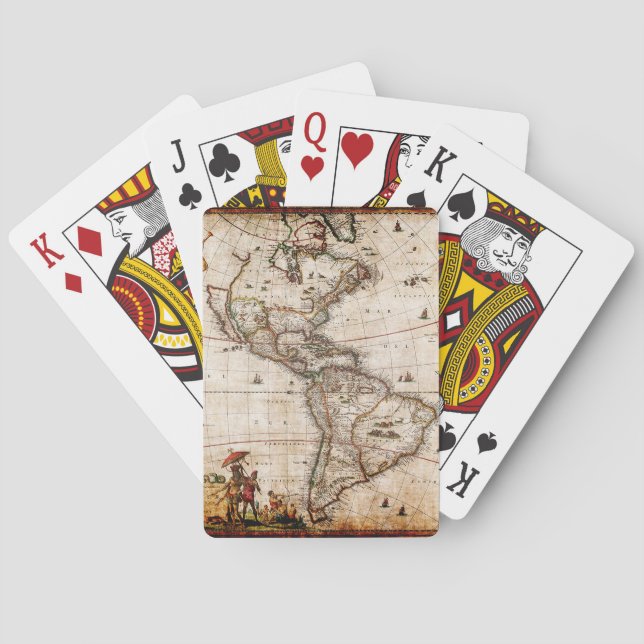 Alte Antike Nord- und Südamerika Karte Spielkarten (Rückseite)