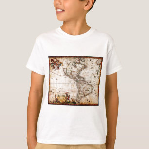 Alte Antike Nord- und Südamerika Karte T-Shirt