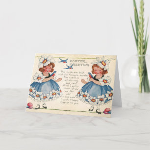 Alte antike Vintage glückliche Ostern-Wunschgrüße Feiertagskarte