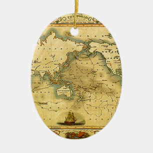 Alte antike Weltkarte Keramik Ornament