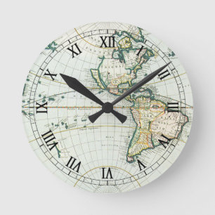 Alte antike Weltkarte von Pieter Goos, 1666 Runde Wanduhr