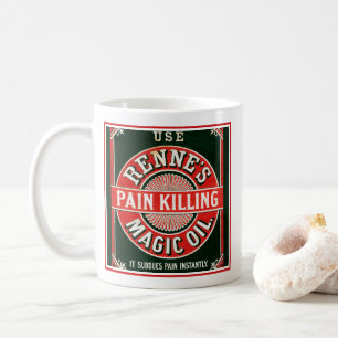Alte Anzeige für Renne's schmerzlinderndes Magic O Kaffeetasse