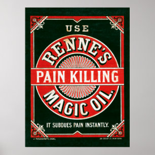 Alte Anzeige für Renne's schmerzlinderndes Magic O Poster