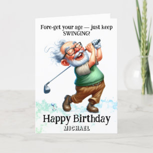 *~* Alte AP94 Fun Man Golf Swing Geburtstagskarte Dankeskarte