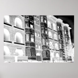 Alte Apartmentgebäude S/W - negativ Poster