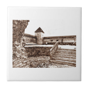 Alte Architektur Burg Sketch Fliese