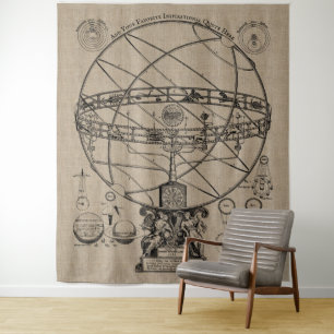 Alte Armillarsphäre Sphärisches Astrolabium Jute S Wandteppich