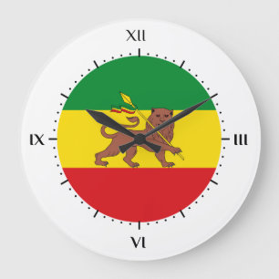 Alte äthiopische Flagge Große Wanduhr