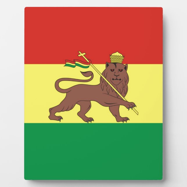 Alte äthiopische Flagge mit dem Löwen Juda Fotoplatte (Vorderseite)