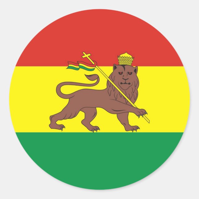 Alte äthiopische Flagge mit dem Löwen Juda Runder Aufkleber (Vorderseite)