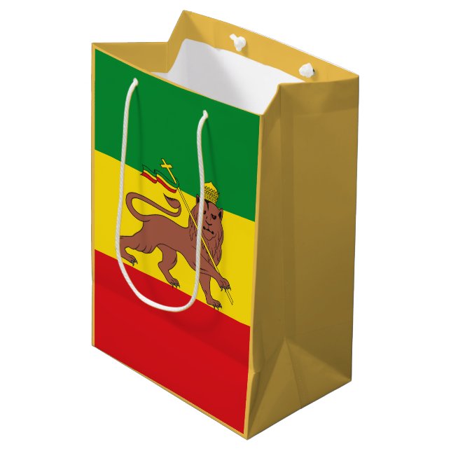 Alte äthiopische Flagge Mittlere Geschenktüte (Vorderseite Schrägansicht)
