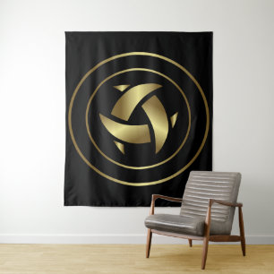 Alte Außerirdische Symbole Gold Kornkreis Wandteppich