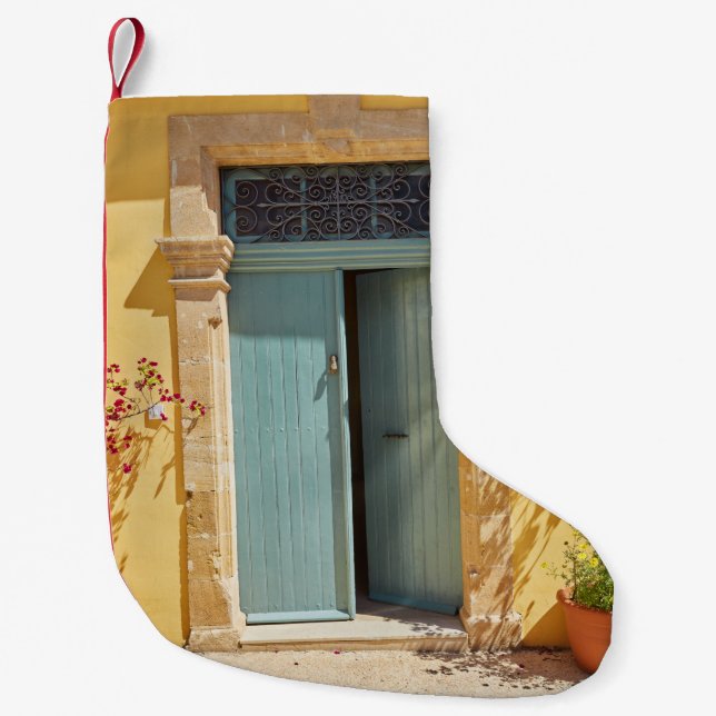 Alte authentische grüne Türen in Nikosia Zypern Kleiner Weihnachtsstrumpf (Vorderseite)