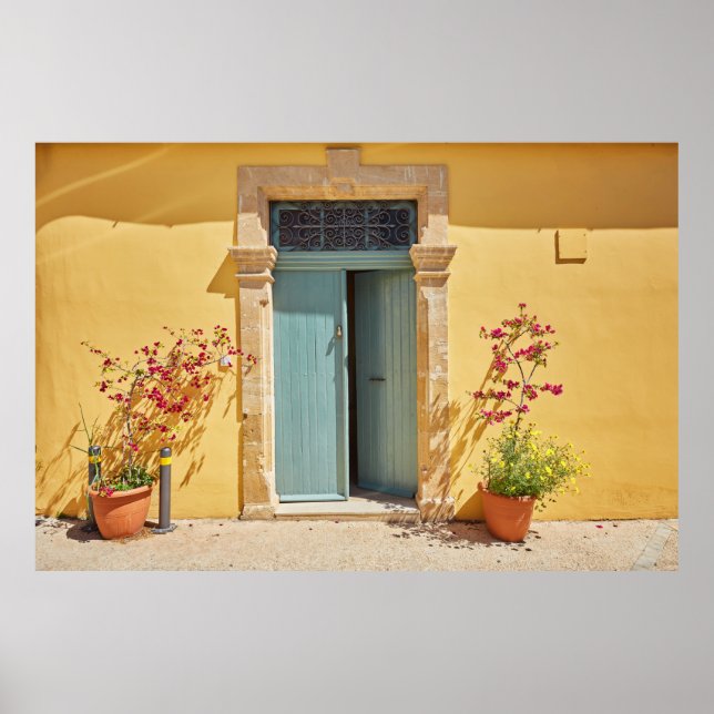Alte, authentische grüne Türen in Nikosia Zypern Poster (Vorne)
