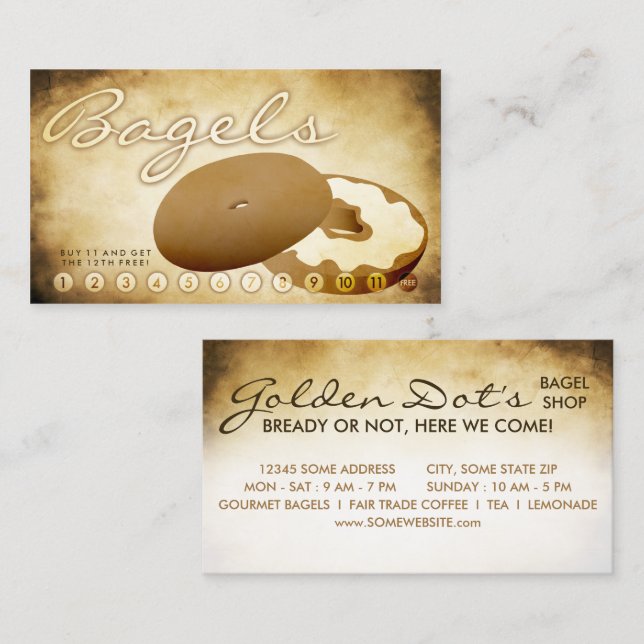 Alte Bagel Shop-Treuekarte Treuekarte (Vorne/Hinten)