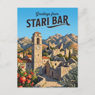 Alte Bar-Festung Montenegro Postkarte