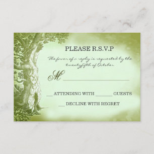 alte Baum Hochzeit RSVP Karten im vintage rustikal