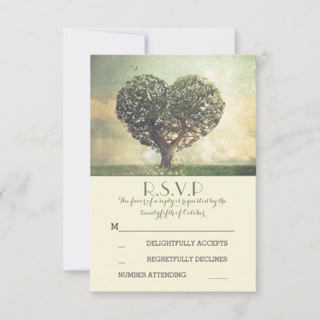 Alte Baum rustikale Land Hochzeit RSVP Karten (Vorderseite)