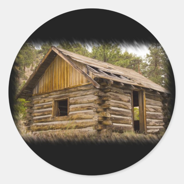 Alte Berghütte Runder Aufkleber (Vorderseite)