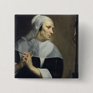 Alte betende Frau Button