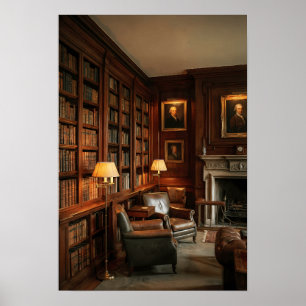 Alte Bibliothek Dark Academia Studierzimmer Dekor Poster