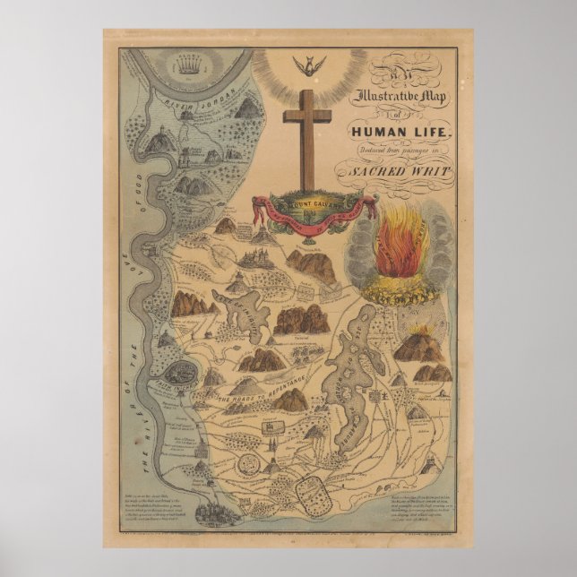 Alte biblische Karte des Heiligen Geistes (1847) Poster (Vorne)