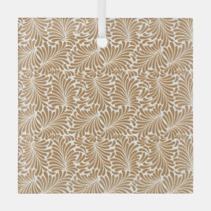 Alte Blätter-Muster auf weißem Hintergrund Ornament Aus Glas
