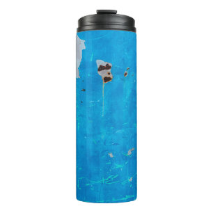 Alte blaue Eisentüren rostige Textur Hintergrund.a Thermosbecher