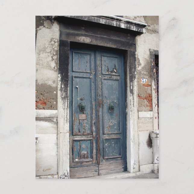 alte blaue Tür Postkarte (Vorderseite)