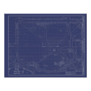 Alte Blaupausen des Washington Monument Standorts Fotodruck