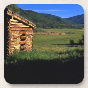 Alte Blockhütte nahe Park City, Utah. (P.R.) Getränkeuntersetzer