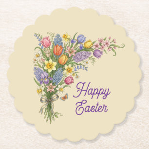 Alte Blumenbouquet - Frohe Ostern Papier Untersetzer
