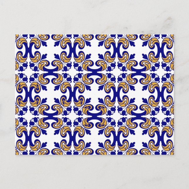 Alte Blumenfliesen Postkarte (Vorderseite)