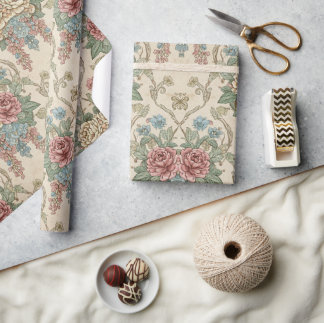 Alte Botanische Blumenmotive Geschenkpapier