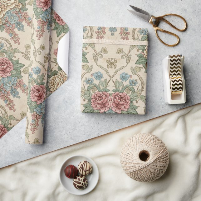 Alte Botanische Blumenmotive Geschenkpapier (Kunsthandwerk)