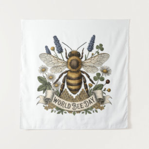 Alte botanische Illustration zum Welttag der Biene Wandteppich