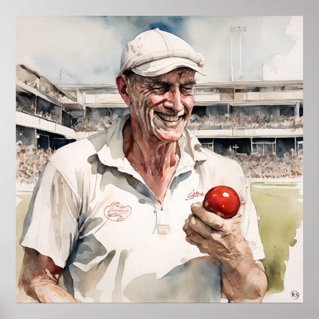 Alte Bowler nie Die - Archiv Cricket Print Poster (Vorne)