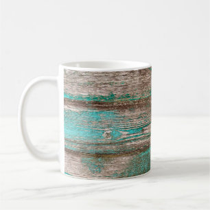Alte braunblaue Holzoberfläche mit abblätternder F Kaffeetasse
