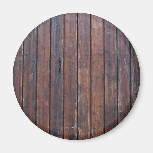 Alte braune Holztüren mit schwarzem Eisen unterstü Magnet (Vorne)