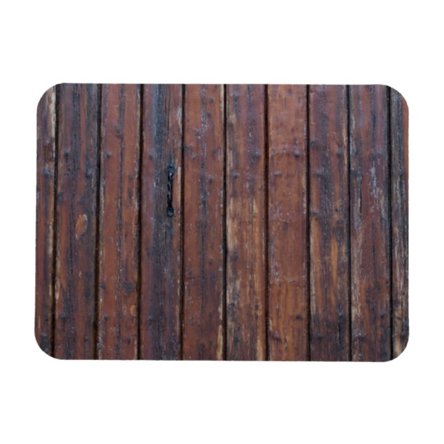 Alte braune Holztüren mit schwarzem Eisen unterstü Magnet (Horizontal)