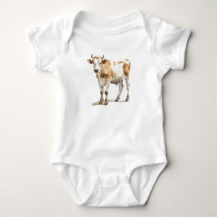 Alte Braune und weiße Bullenkuh Baby Strampler