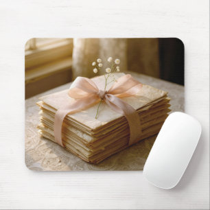 Alte Briefe mit rosa Band gebunden Mousepad