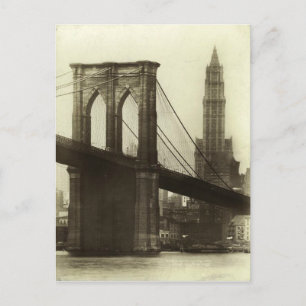 Alte Brooklyn Bridge New York City Skyline Postkarte