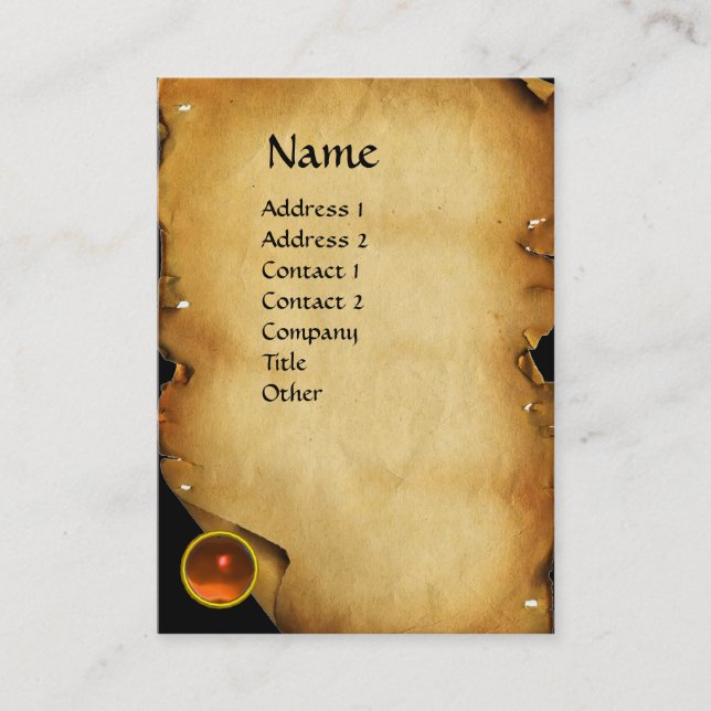 ALTE BROWN PARCHIERUNG, GEM STONE, MONOGRAM VISITENKARTE (Vorderseite)