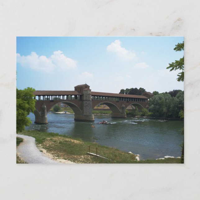 Alte Brücke Pavia Postkarte (Vorderseite)