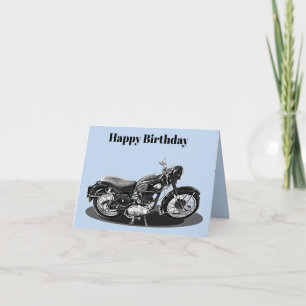 Alte BSA Schwarz-Weiß-Motorrad-Geburtstagskarte Karte