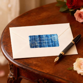 Alte Bücher - goldene Ornamente - blau | Adressaufkleber