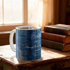 Alte Bücher - goldene Ornamente - blau | Kaffeetasse
