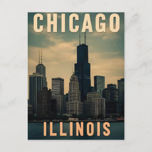 Alte Chicago Illinois Stadt Skyline Retro Reise Postkarte